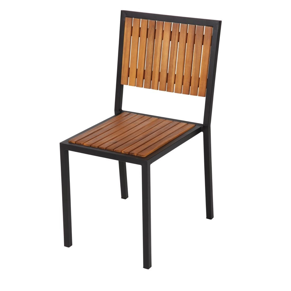 Bolero Steel & Acacia Side Chair (Pack 4)