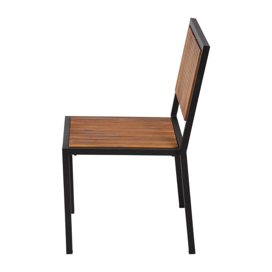 Bolero Steel & Acacia Side Chair (Pack 4)
