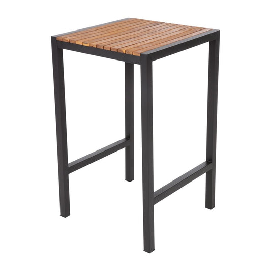 Bolero Steel & Acacia Square Bar Table - 600mm