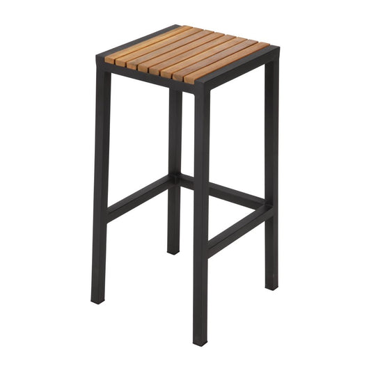 Bolero Steel & Acacia Bar Stool (Pack 2)