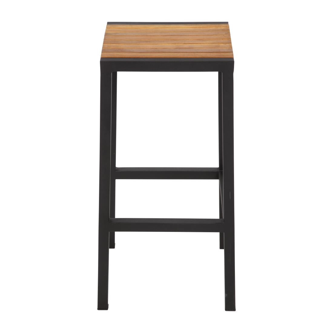 Bolero Steel & Acacia Bar Stool (Pack 2)