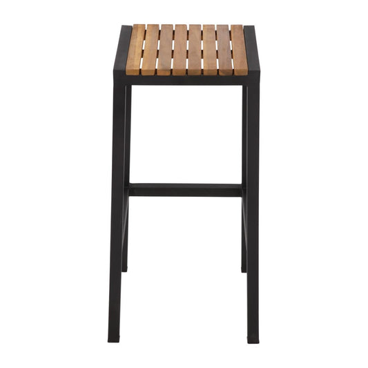 Bolero Steel & Acacia Bar Stool (Pack 2)