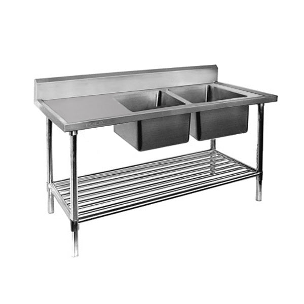 Double Left Sink Bench with Pot Undershelf DSB7-1500L/A