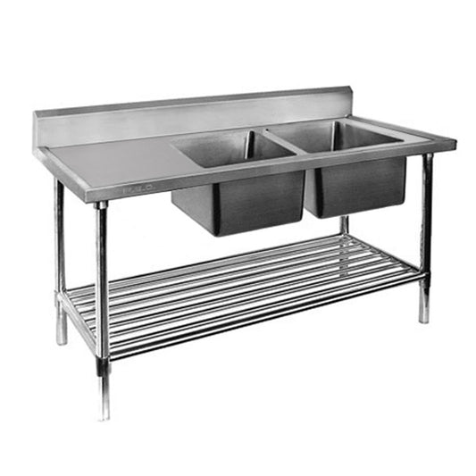 DSB6-1500R/A Double Right Sink Bench with Pot Undershelf