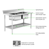 Modular System Double Centre Sink Bench with Pot Undershelf - DSB7-1500C/A