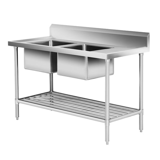 Double Left Sink Bench with Pot Undershelf DSB7-1500L/A