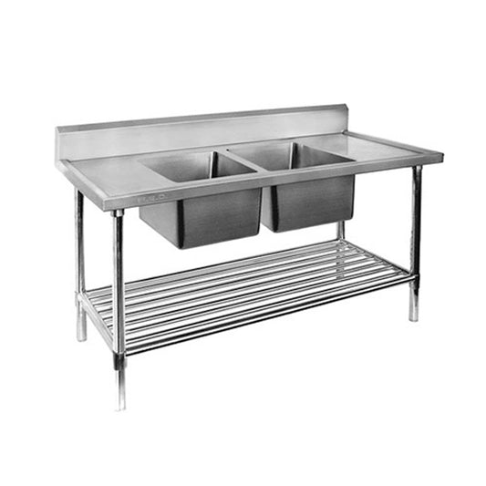 Double Centre Sink Bench with Pot Undershelf DSB7-1800C/A