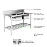 Right Inlet Double Sink Dishwasher Bench - DSBD7-1500R/A