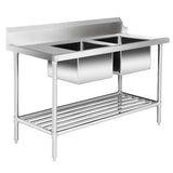 Double Left Sink Bench with Pot Undershelf DSB7-2400L/A
