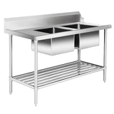 Right Inlet Double Sink Dishwasher Bench - DSBD7-1500R/A