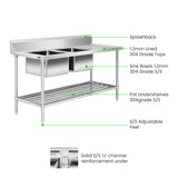 Left Inlet Double Sink Dishwasher Bench DSBD7-1800L/A