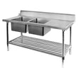 Left Inlet Double Sink Dishwasher Bench - DSBD7-1500L/A