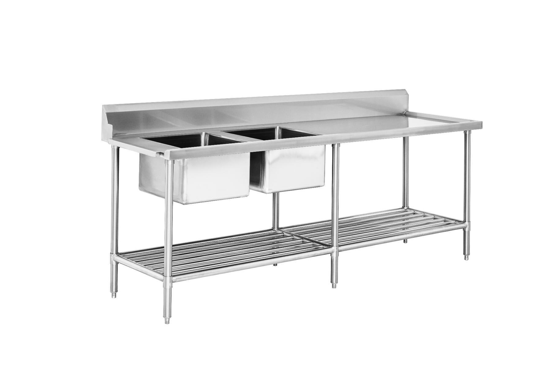 DSBD7-2400L/A Left Inlet Double Sink Dishwasher Bench