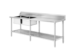 DSBD7-2400L/A Left Inlet Double Sink Dishwasher Bench