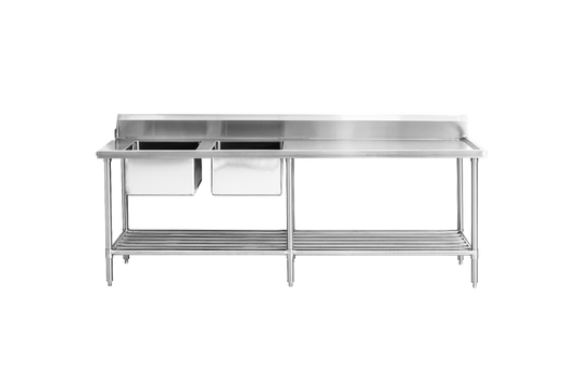 DSBD7-2400L/A Left Inlet Double Sink Dishwasher Bench