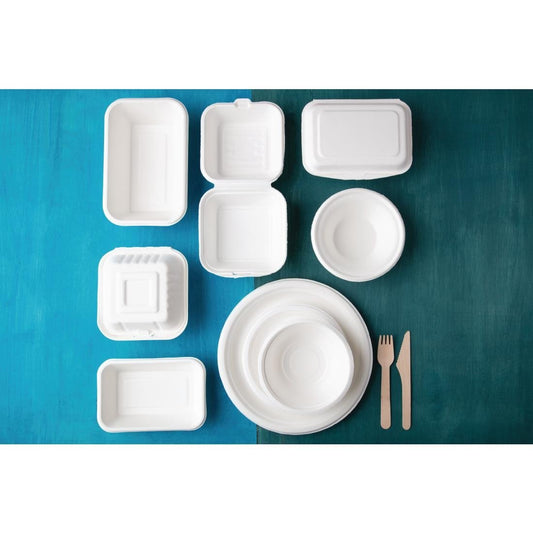 Fiesta Compostable Bagasse Tray - 32oz 8.5 x 5.5 (Pack 50)