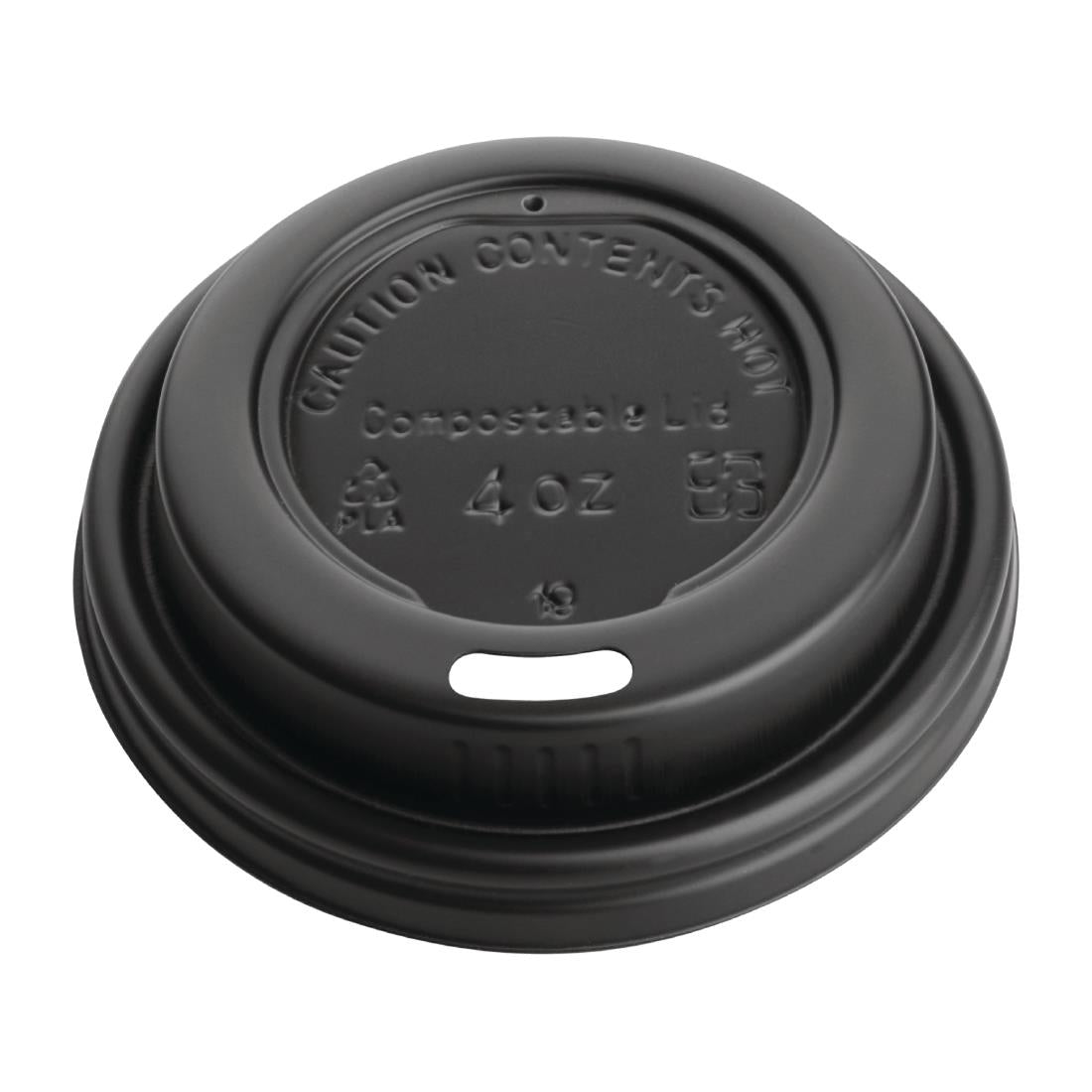 Fiesta Compostable Lid for Hot Cups- Black 4oz (Sleeve 50)