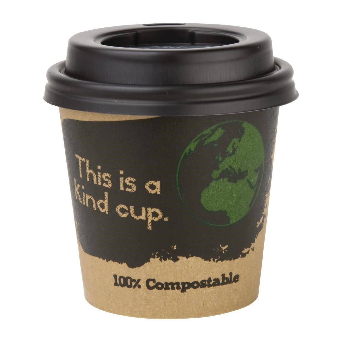 Fiesta Compostable Lid for Hot Cups- Black 4oz (Sleeve 50)