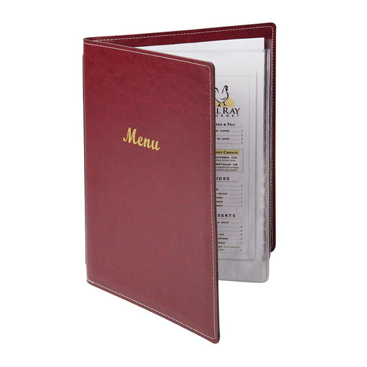 Menu Cover Leatherette Burgundy A4 (4 sides)