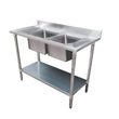Economic 304 Grade SS Centre Double Sink Bench 1800x700x900 with two 610x400x250 sinks 1800-7-DSBC