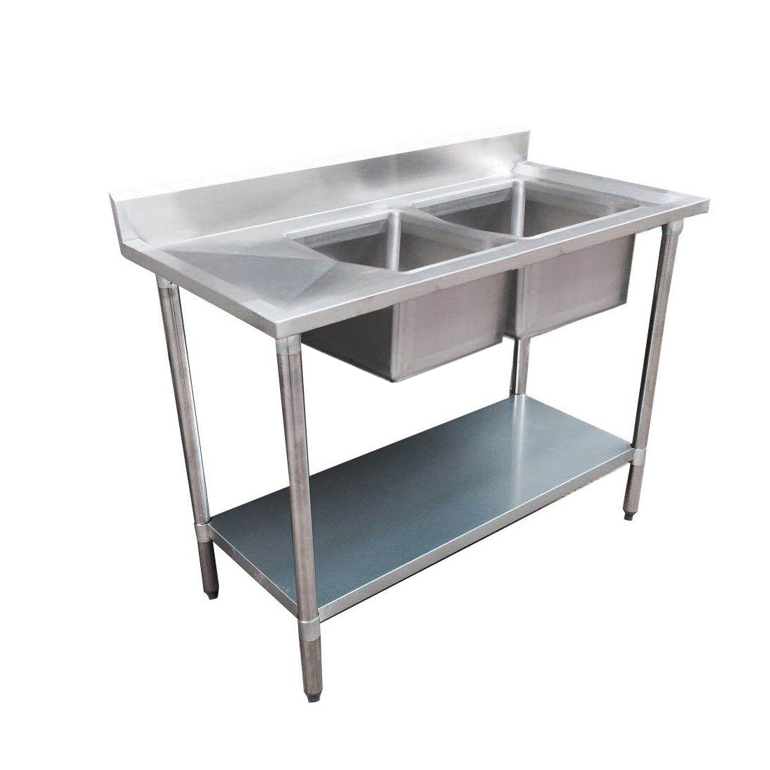 Economic 304 Grade SS Right Double Sink Bench 1800x600x900 with two 610x400x250 sinks 1800-6-DSBR
