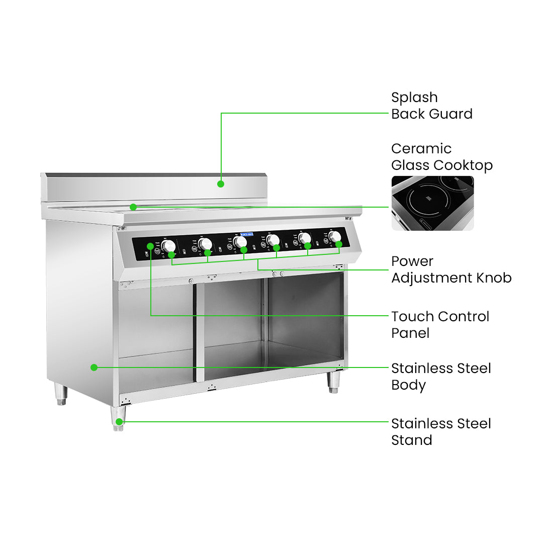 ElectMax 900 Series Induction 6 Burner Cooker with Splashback EIC9-1200P