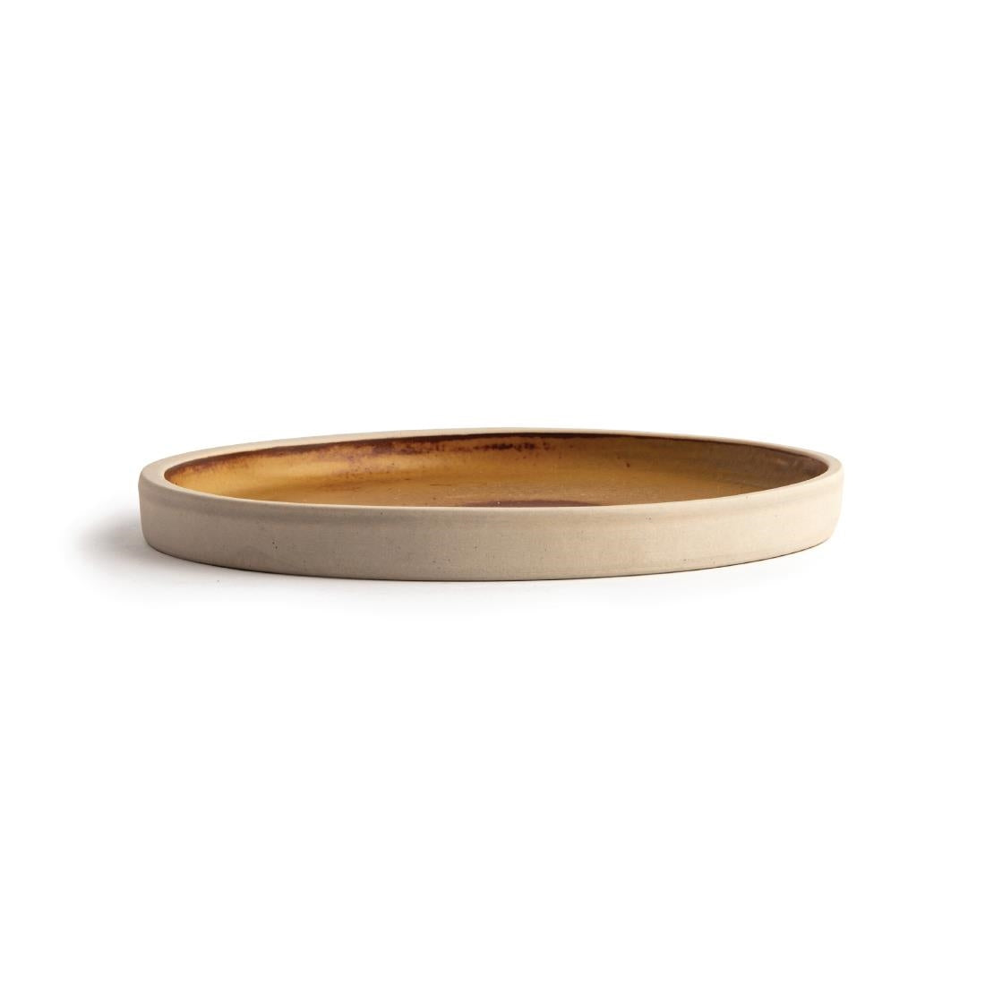 Olympia Canvas Flat Round Plate Unglazed Edge Sienna Rust - 180mm (Box 6)