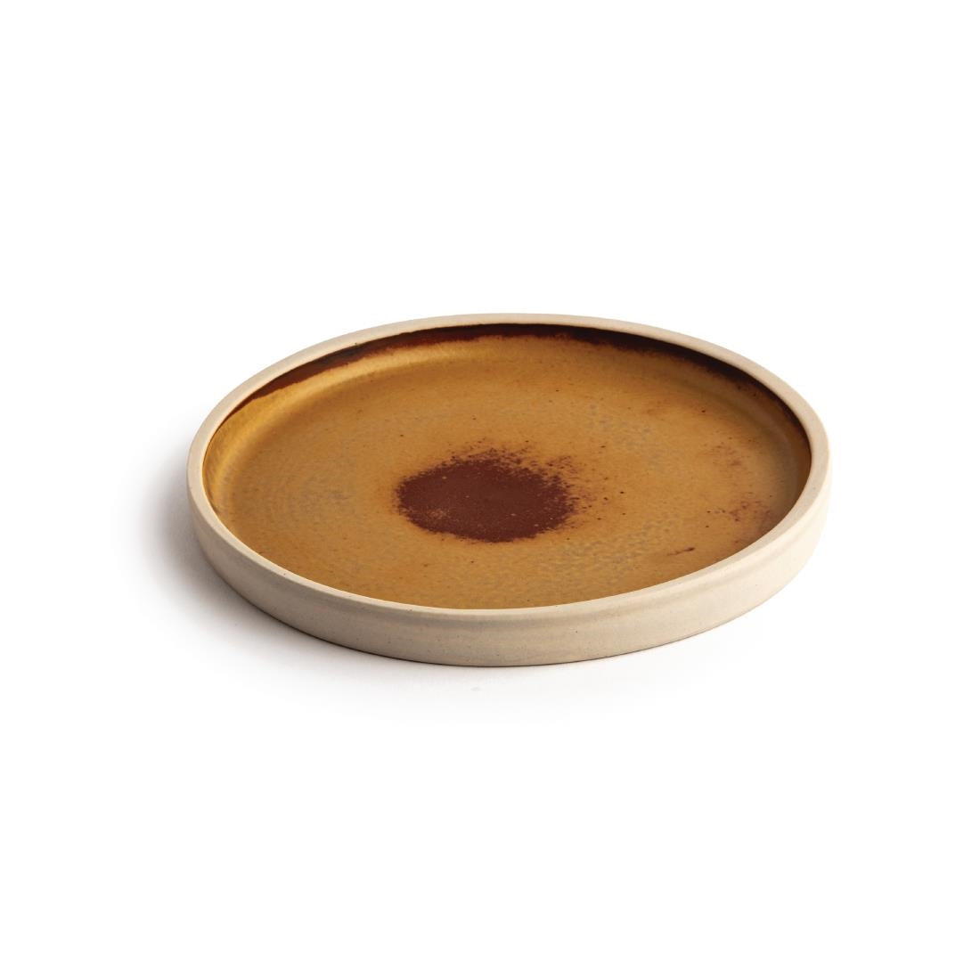 Olympia Canvas Flat Round Plate Unglazed Edge Sienna Rust - 180mm (Box 6)