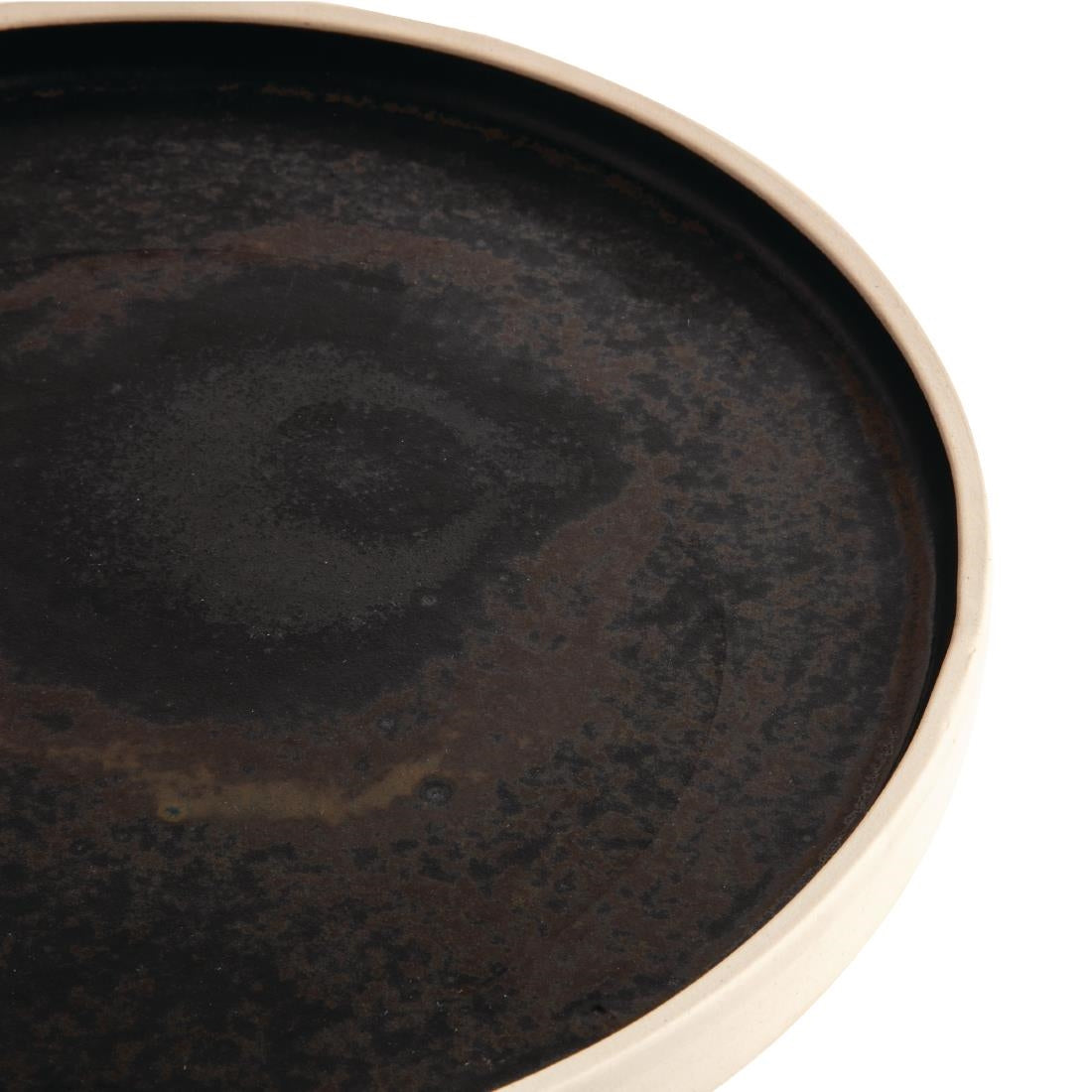 Olympia Canvas Flat Round Plate Unglazed Edge Delhi Black - 250mm (Box 6)