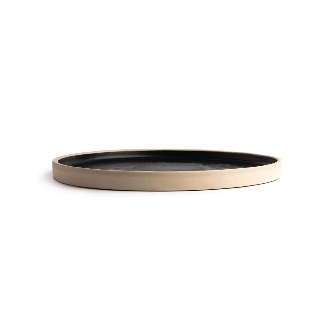 Olympia Canvas Flat Round Plate Unglazed Edge Delhi Black - 250mm (Box 6)