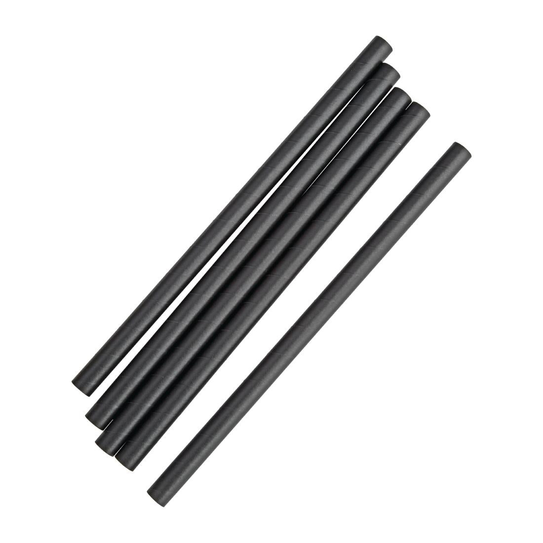 Fiesta Compostable Smoothie Paper Straw Black - 210mm 10mm (Pack 250)