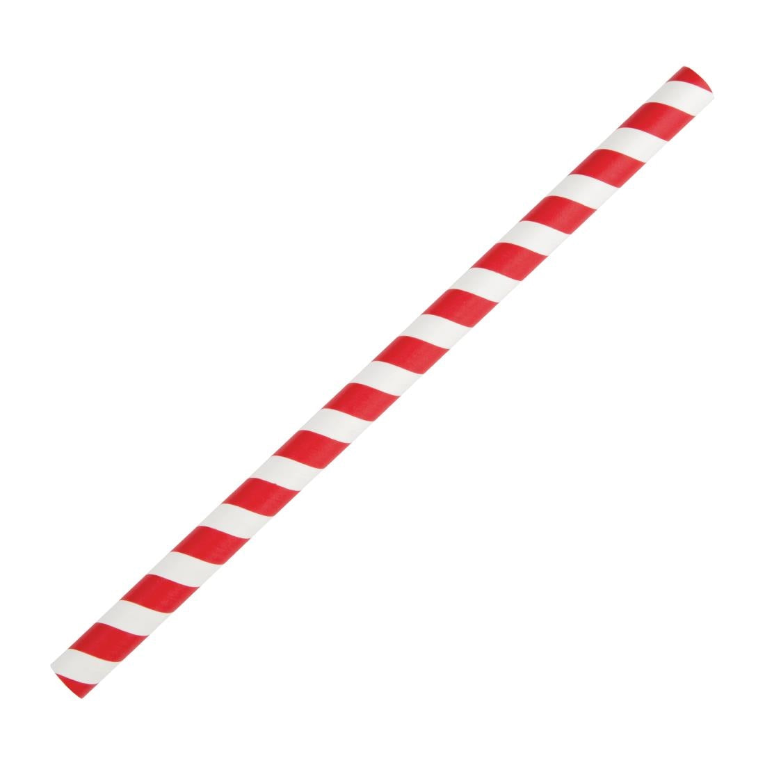 Fiesta Compostable Smoothie Paper Straw Red Stripe - 210mm 10mm (Pack 250)