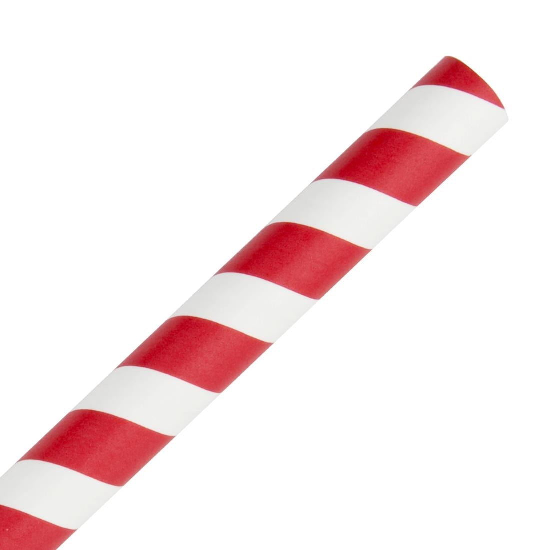 Fiesta Compostable Smoothie Paper Straw Red Stripe - 210mm 10mm (Pack 250)