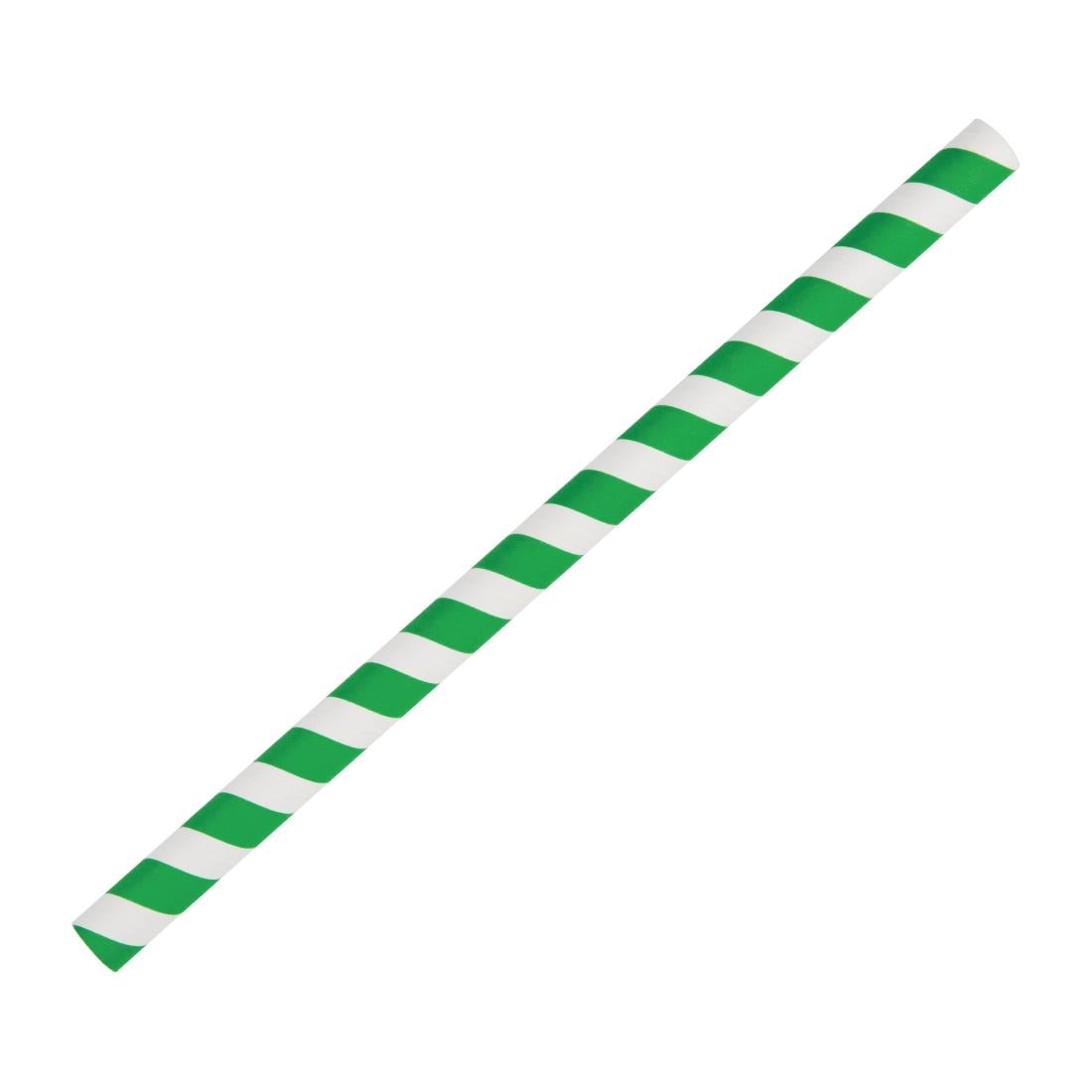 Fiesta Compostable Smoothie Paper Straw Green Stripe - 210mm 10mm (Pack 250)