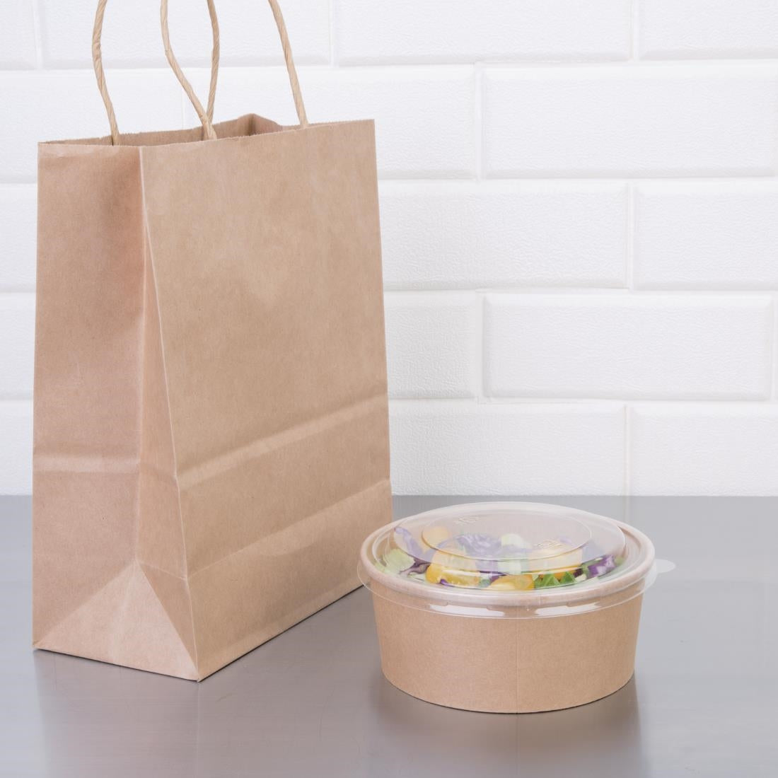 Fiesta Compostable Round Kraft Salad Bowl - 750ml 26oz (Pack 300)