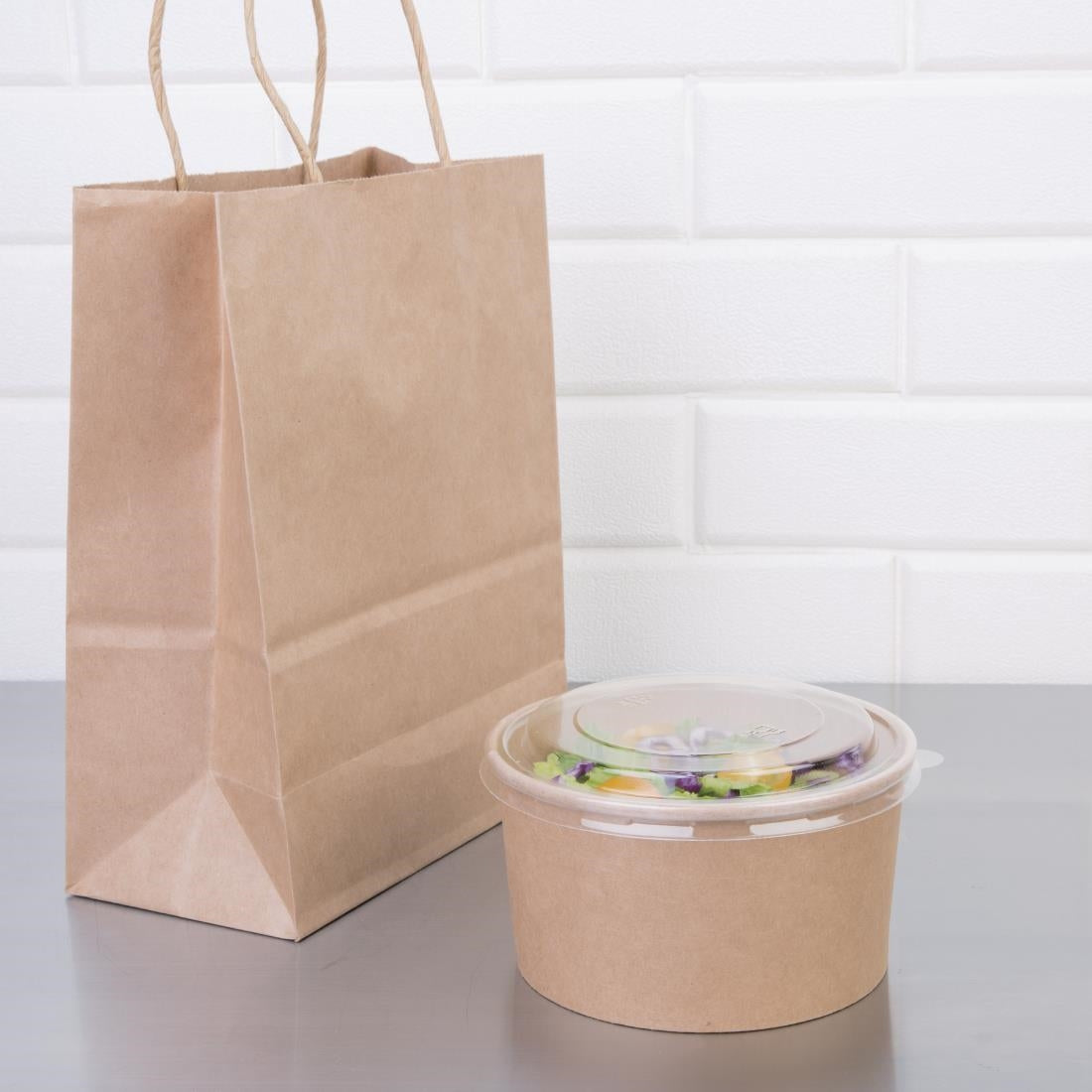 Fiesta Compostable Round Kraft Salad Bowl - 1000ml 35oz (Pack 300)