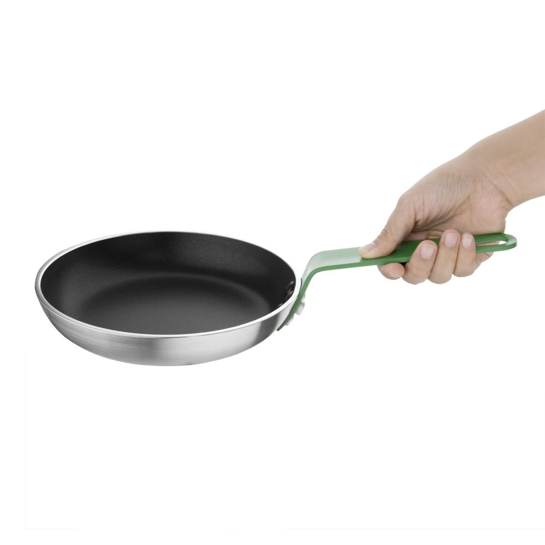 Hygiplas Frypan Aluminium Non-stick Teflon Platinum Plus Green Handle - 240x40mm