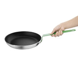 Hygiplas Frypan Aluminium Non-stick Teflon Platinum Plus Green Handle - 280x45mm