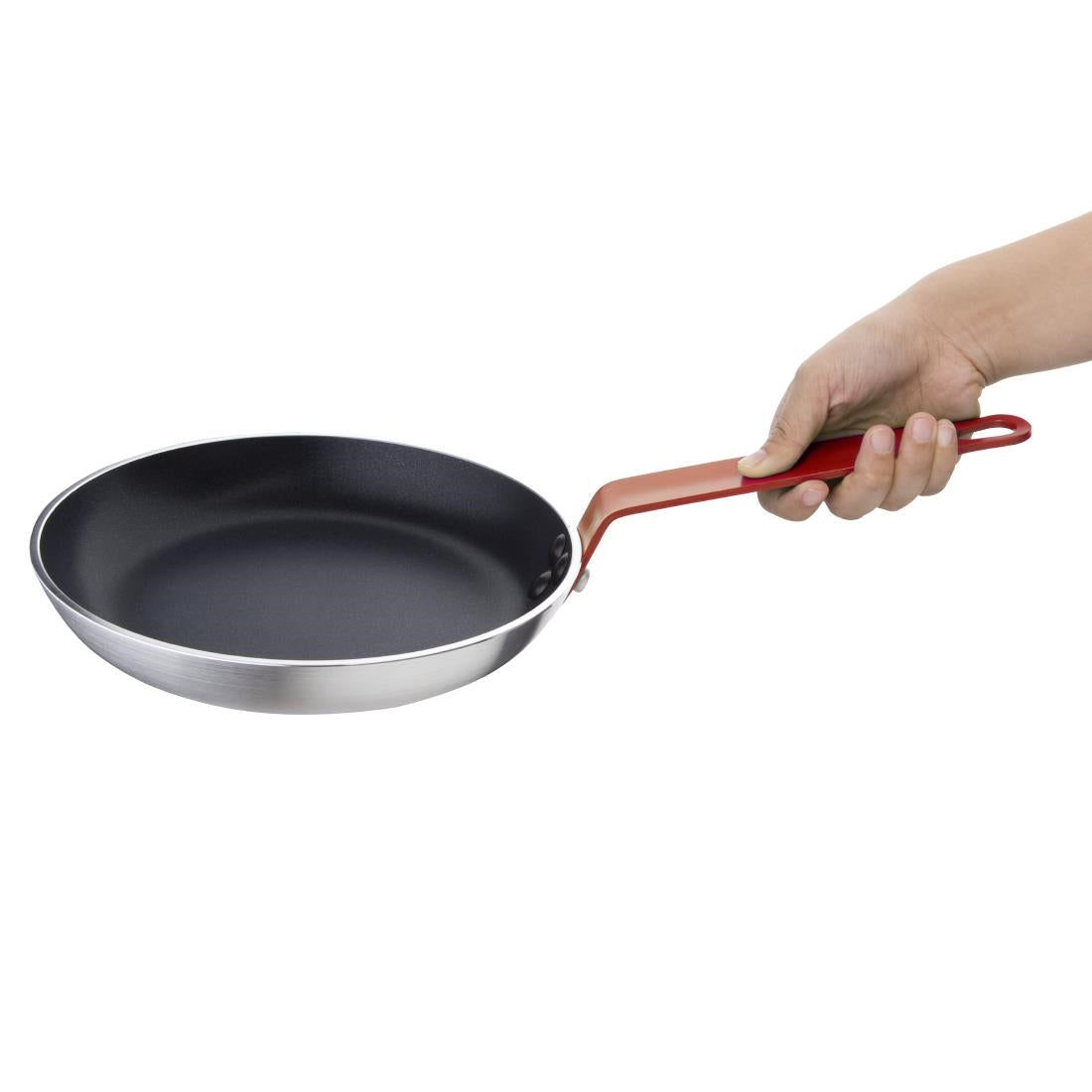 Hygiplas Frypan Aluminium Non-stick Teflon Platinum Plus Red Handle - 240x40mm