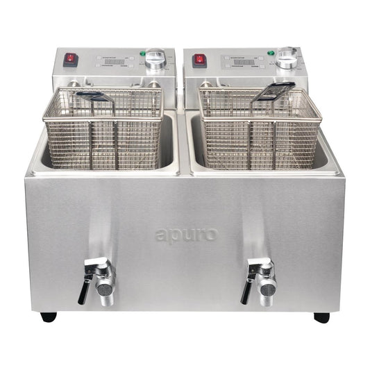 Apuro Double Fryer - 2x8Ltr 2.9kW with Timer