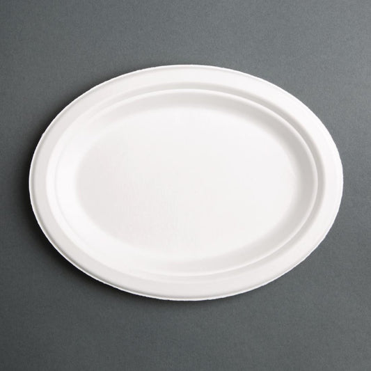 Fiesta Compostable Bagasse Oval Plate 10x8" (Pack 50)