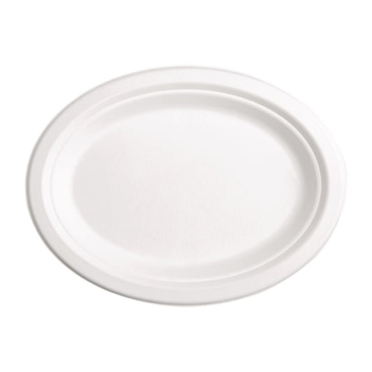 Fiesta Compostable Bagasse Oval Plate 10x8" (Pack 50)