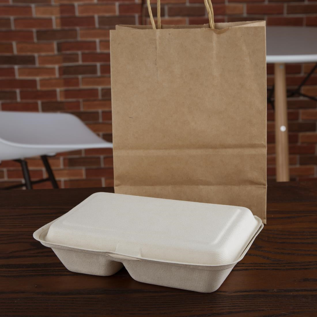 Fiesta Compostable Bagasse Food Container 9x6" 2 Comp Nat Colour (Pack 200)