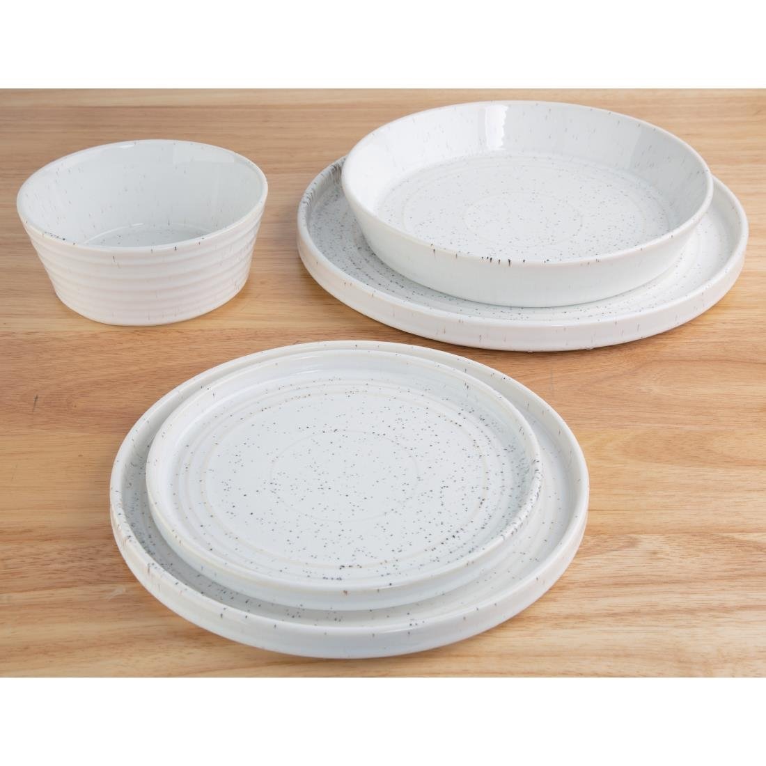 Olympia Cavolo White Speckle Flat Round Plate - 180mm (Box 6)