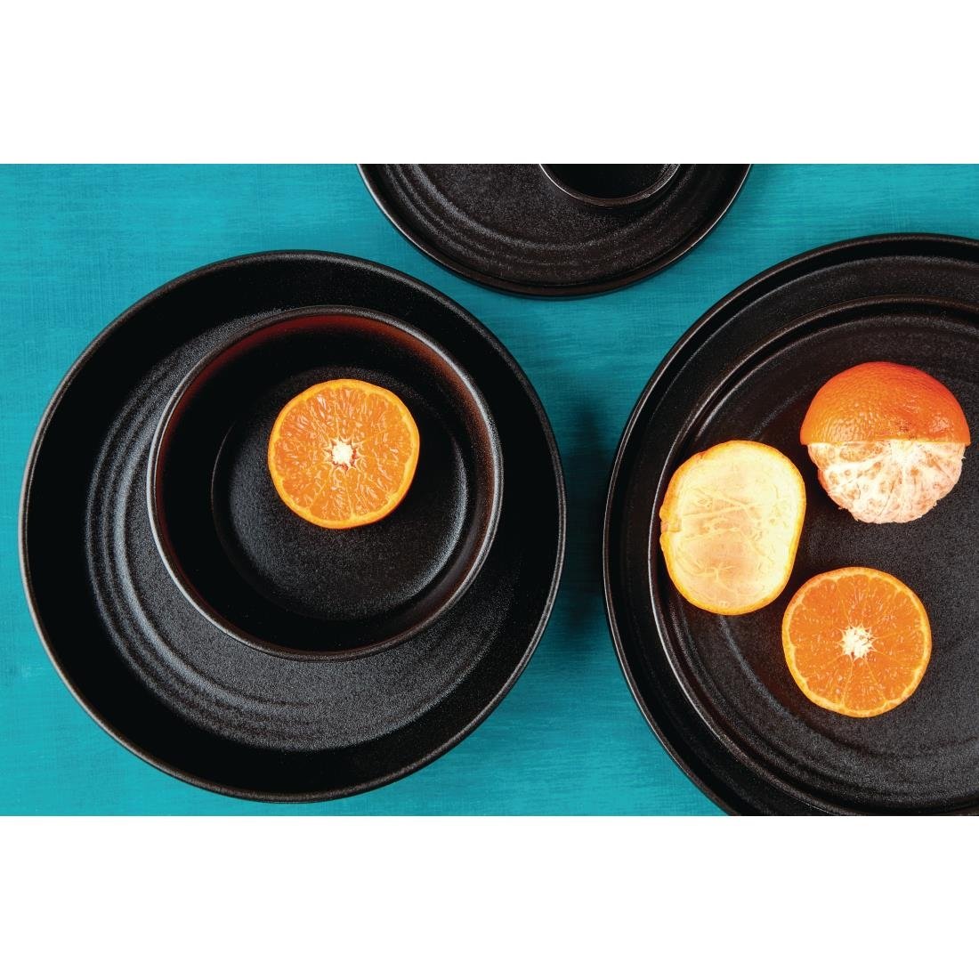 Olympia Cavolo Textured Black Flat Round Plate - 220mm (Box 6)