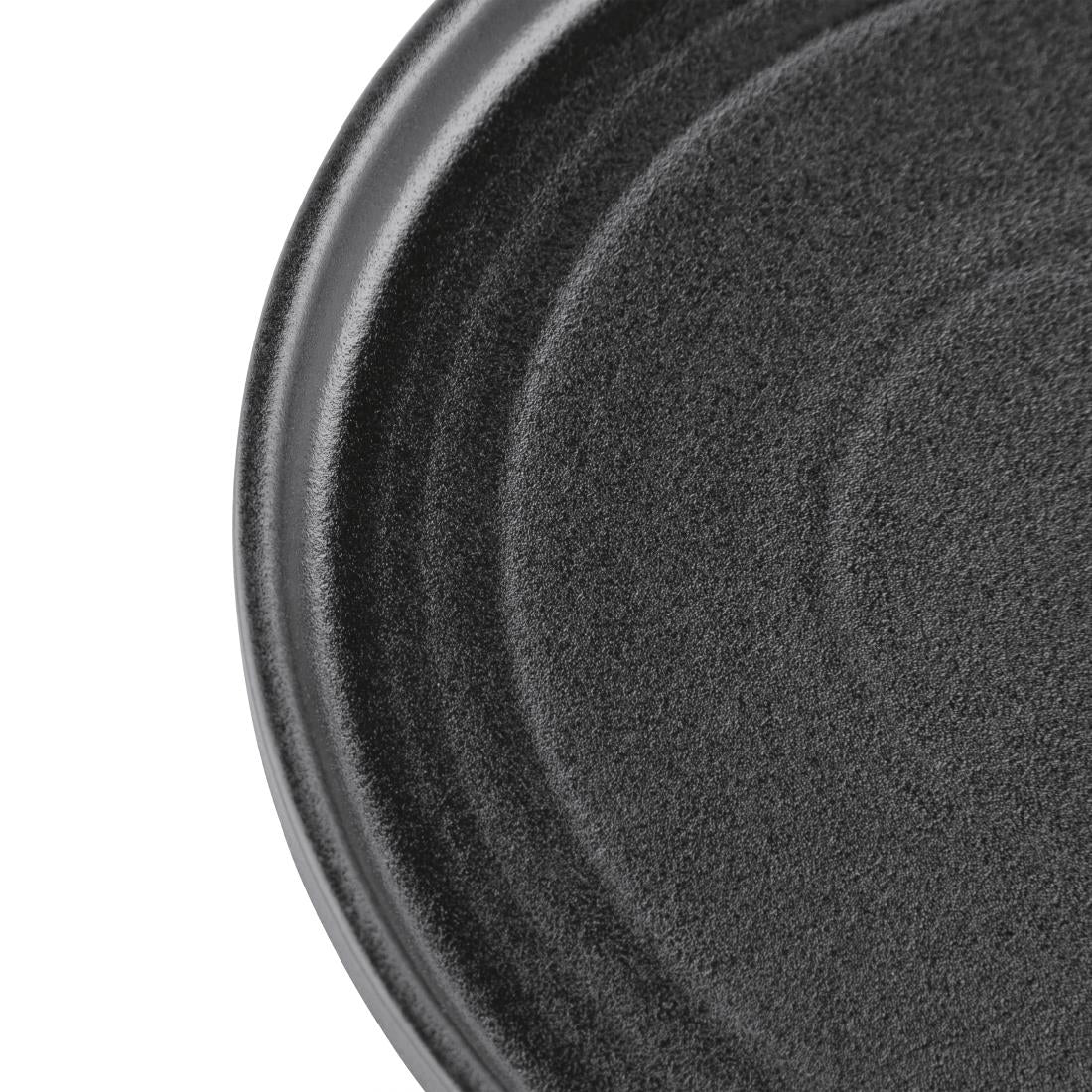 Olympia Cavolo Textured Black Flat Round Plate - 180mm (Box 6)