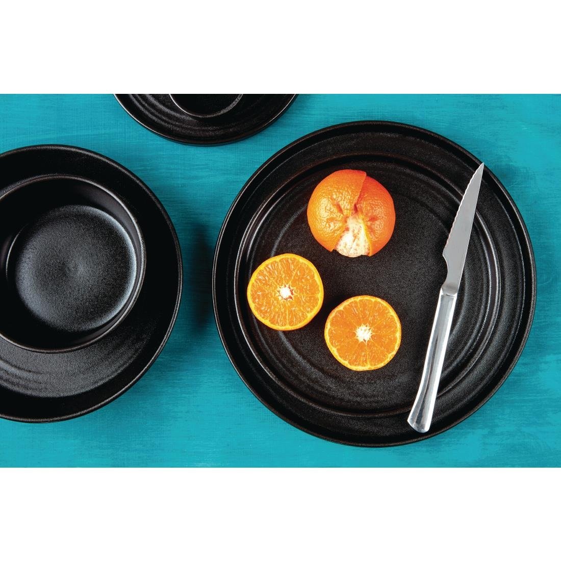 Olympia Cavolo Textured Black Flat Round Plate - 220mm (Box 6)