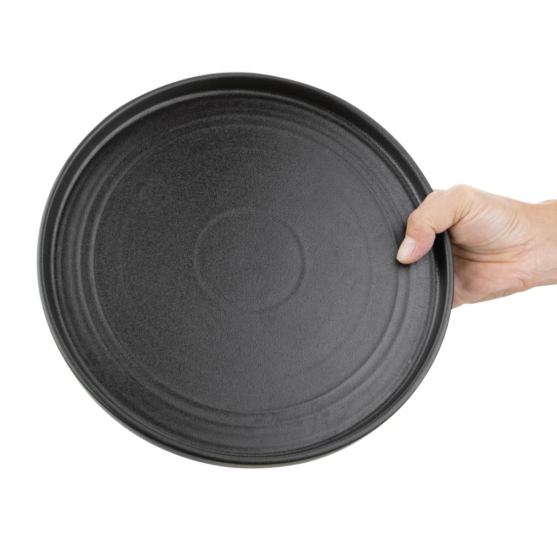 Olympia Cavolo Textured Black Flat Round Plate - 270mm (Box 4)