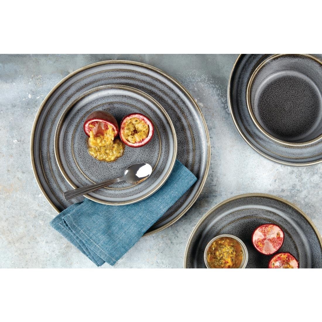 Olympia Cavolo Charcoal Dusk Flat Round Plate - 180mm (Box 6)