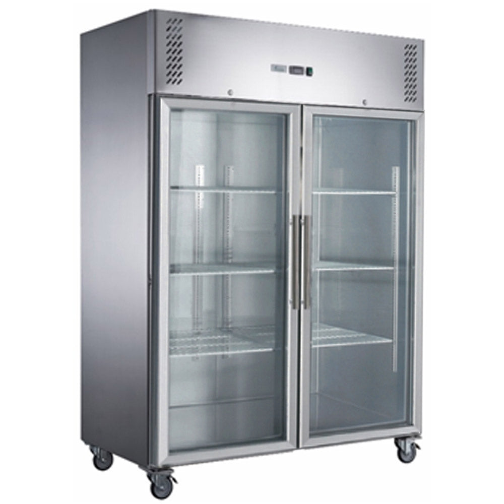 FED-X S/S Two Full Glass Door Upright Freezer - XURF1410G2V